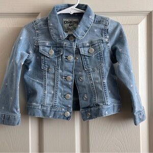 OshKosh B'gosh Light Blue Heart Jean Jacket Toddler Girl Size 2T